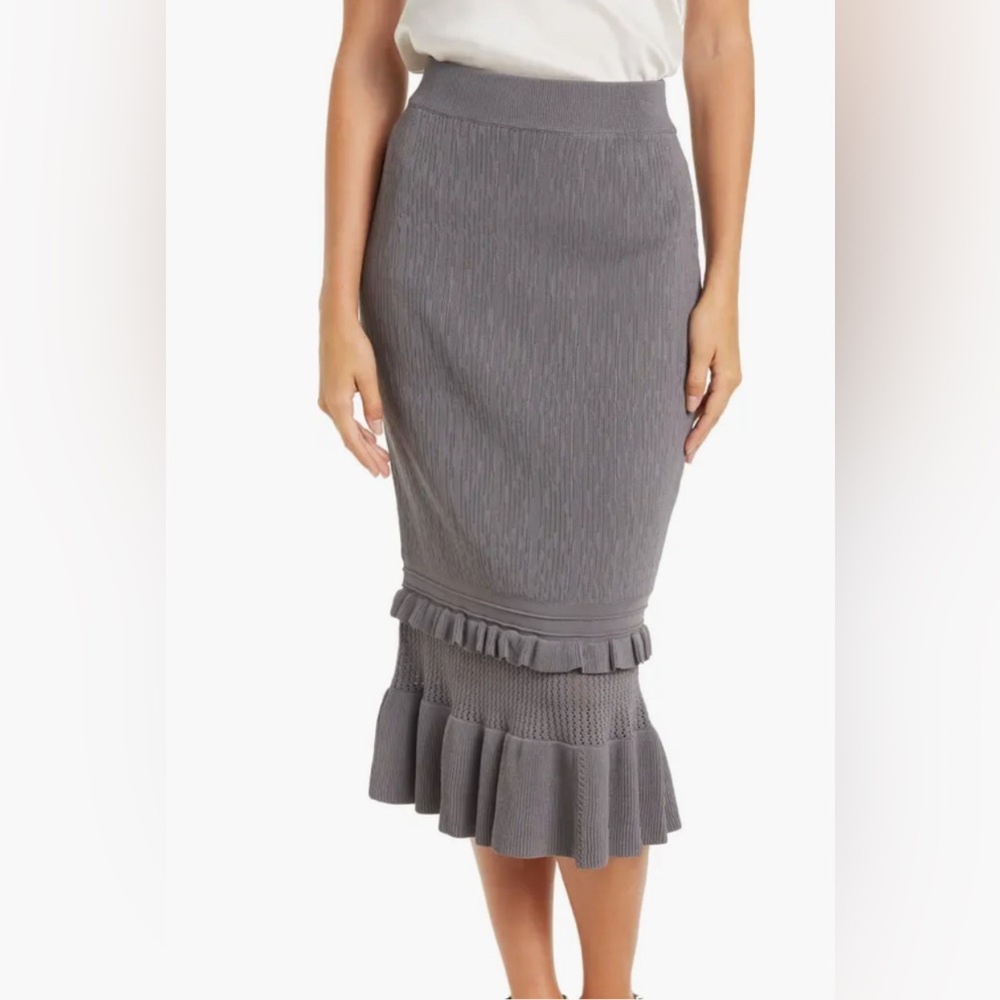 Current Air Sweater Mermaid Midi Skirt Grey Size Medium Knit Midi Skirt